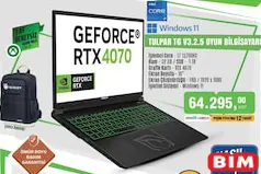 MONSTER TULPAR T6 V3.2.5 OYUN BİLGİSAYARI/LAPTOP+ÇANTA